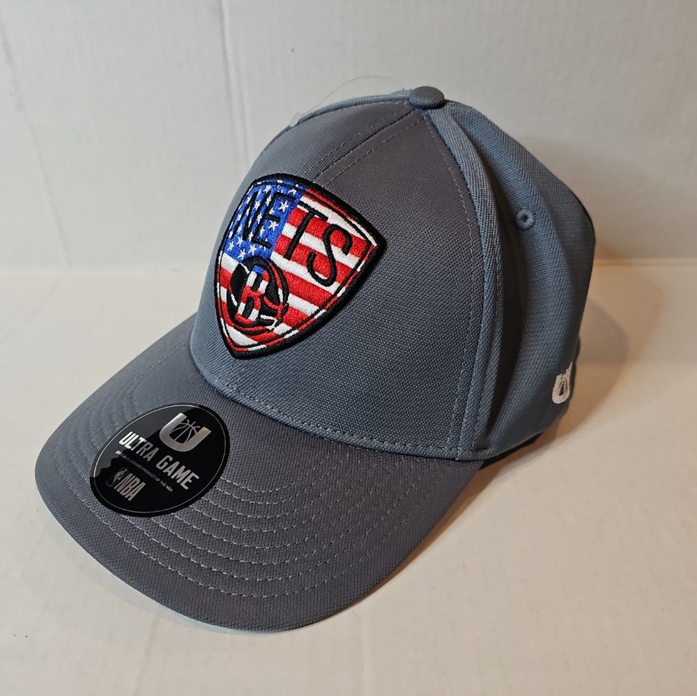 Brooklyn Nets NBA USA Flag Ultra Game Grey Hat Cap One Size Fits Most NEW NWT